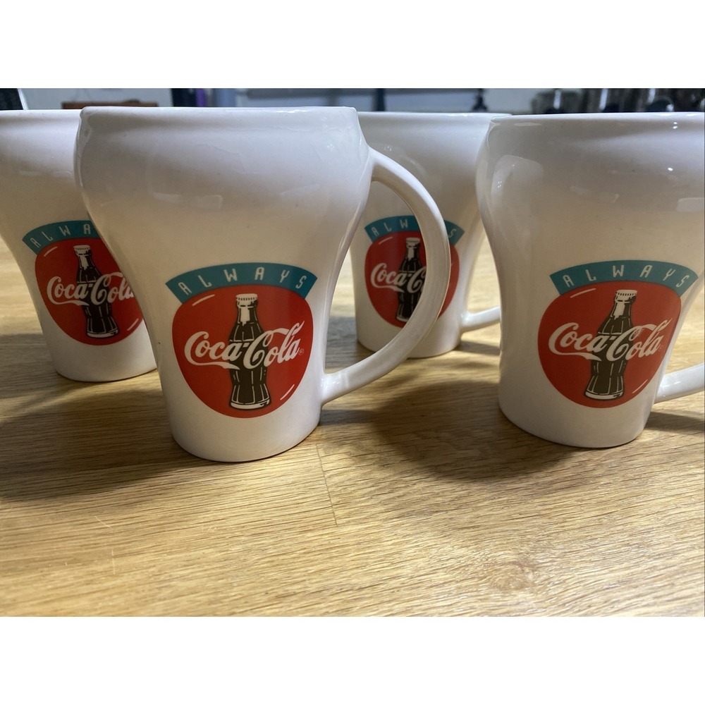 4 Vintage Always‎ Coca-Cola Ceramic Mugs Coffee Cup Tea Dessert